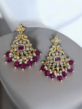 Exquisite Kundan Necklace Set with Ruby-Colored Beads & Pearls